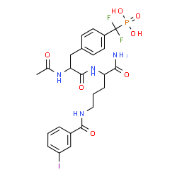 ChemSpider 2D Image | N-Acetyl-4-[difluoro(phosphono)methyl]-L-phenylalanyl-N~5~-(3-iodobenzoyl)-L-ornithinamide | C24H28F2IN4O7P