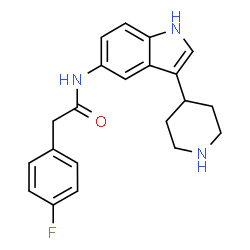 ChemSpider 2D Image | 2-(4-Fluorophenyl)-N-(3-Piperidin-4-Yl-1h-Indol-5-Yl)ethanamide | C21H22FN3O