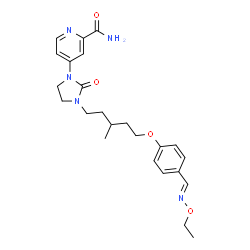 ChemSpider 2D Image | 4-{3-[(3S)-5-{4-[(E)-(Ethoxyimino)methyl]phenoxy}-3-methylpentyl]-2-oxo-1-imidazolidinyl}-2-pyridinecarboxamide | C24H31N5O4