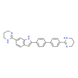 ChemSpider 2D Image | 6-(1,4,5,6-Tetrahydro-2-pyrimidinyl)-2-[4'-(1,4,5,6-tetrahydro-2-pyrimidinyl)-4-biphenylyl]-1H-indole | C28H27N5
