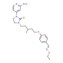 ChemSpider 2D Image | 1-(2-Amino-4-pyridinyl)-3-[(3S)-5-{4-[(E)-(ethoxyimino)methyl]phenoxy}-3-methylpentyl]-2-imidazolidinone | C23H31N5O3