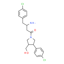 ChemSpider 2D Image | (3R)-3-Amino-4-(4-chlorophenyl)-1-[(3R,4S)-3-(4-chlorophenyl)-4-(hydroxymethyl)-1-pyrrolidinyl]-1-butanone | C21H24Cl2N2O2