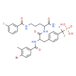 ChemSpider 2D Image | N-(4-Bromo-3-methylbenzoyl)-4-[difluoro(phosphono)methyl]-L-phenylalanyl-N~5~-(3-iodobenzoyl)-L-ornithinamide | C30H31BrF2IN4O7P