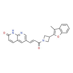 ChemSpider 2D Image | 6-{(1E)-3-[3-(3-Methyl-1-benzofuran-2-yl)-1-azetidinyl]-3-oxo-1-propen-1-yl}-1,8-naphthyridin-2(1H)-one | C23H19N3O3