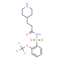 ChemSpider 2D Image | 3-(4-Piperidyl)-N-[2-(Trifluoromethoxy)phenyl]sulfonyl-Propanamide | C15H19F3N2O4S