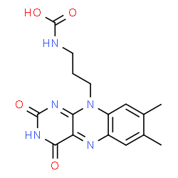 ChemSpider 2D Image | 3-[7,8-dimethyl-2,4-bis(oxidanylidene)benzo[g]pteridin-10-yl]propylcarbamic acid | C16H17N5O4