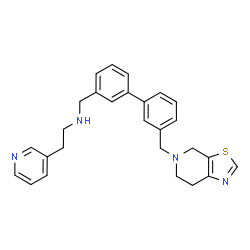 ChemSpider 2D Image | N-{[3'-(6,7-Dihydro[1,3]thiazolo[5,4-c]pyridin-5(4H)-ylmethyl)-3-biphenylyl]methyl}-2-(3-pyridinyl)ethanamine | C27H28N4S