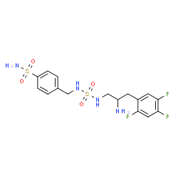 ChemSpider 2D Image | 4-[({[(2R)-2-Amino-3-(2,4,5-trifluorophenyl)propyl]sulfamoyl}amino)methyl]benzenesulfonamide | C16H19F3N4O4S2