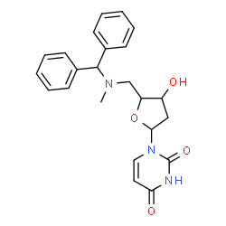 ChemSpider 2D Image | 2',5'-Dideoxy-5'-[(diphenylmethyl)(methyl)amino]uridine | C23H25N3O4