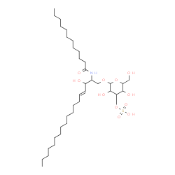 ChemSpider 2D Image | N-{(2S,3R,4E)-3-Hydroxy-1-[(3-O-sulfo-beta-D-galactopyranosyl)oxy]-4-octadecen-2-yl}dodecanamide | C36H69NO11S