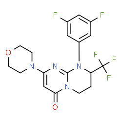 ChemSpider 2D Image | (8s)-9-[3,5-Bis(Fluoranyl)phenyl]-2-Morpholin-4-Yl-8-(Trifluoromethyl)-7,8-Dihydro-6h-Pyrimido[1,2-A]pyrimidin-4-One | C18H17F5N4O2