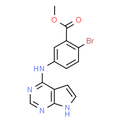 ChemSpider 2D Image | Methyl 2-bromo-5-(7H-pyrrolo[2,3-d]pyrimidin-4-ylamino)benzoate | C14H11BrN4O2