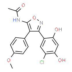 ChemSpider 2D Image | N-[3-(5-Chloro-2,4-dihydroxyphenyl)-4-(4-methoxyphenyl)-1,2-oxazol-5-yl]acetamide | C18H15ClN2O5
