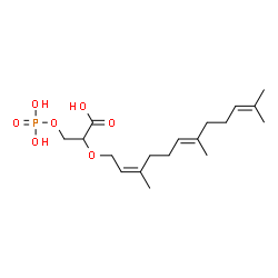 ChemSpider 2D Image | (2R)-3-(Phosphonooxy)-2-{[(2Z,6E)-3,7,11-trimethyl-2,6,10-dodecatrien-1-yl]oxy}propanoic acid | C18H31O7P