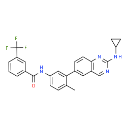 ChemSpider 2D Image | N-{3-[2-(Cyclopropylamino)-6-quinazolinyl]-4-methylphenyl}-3-(trifluoromethyl)benzamide | C26H21F3N4O
