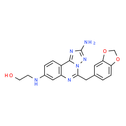 ChemSpider 2D Image | 2-{[2-Amino-5-(1,3-benzodioxol-5-ylmethyl)[1,2,4]triazolo[1,5-c]quinazolin-8-yl]amino}ethanol | C19H18N6O3