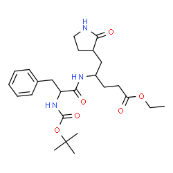 ChemSpider 2D Image | Ethyl (4r)-4-{[n-(Tert-Butoxycarbonyl)-L-Phenylalanyl]amino}-5-[(3s)-2-Oxopyrrolidin-3-Yl]pentanoate | C25H37N3O6