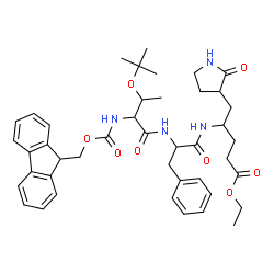 ChemSpider 2D Image | O-Tert-Butyl-N-[(9h-Fluoren-9-Ylmethoxy)carbonyl]-L-Threonyl-N-{(2r)-5-Ethoxy-5-Oxo-1-[(3s)-2-Oxopyrrolidin-3-Yl]pentan-2-Yl}-L-Phenylalaninamide | C43H54N4O8