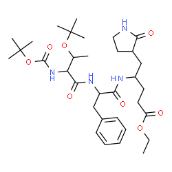 ChemSpider 2D Image | N-(Tert-Butoxycarbonyl)-O-Tert-Butyl-L-Threonyl-N-{(2r)-5-Ethoxy-5-Oxo-1-[(3s)-2-Oxopyrrolidin-3-Yl]pentan-2-Yl}-L-Phenylalaninamide | C33H52N4O8