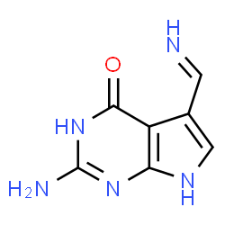 ChemSpider 2D Image | 2-Amino-5-(iminomethyl)-3,7-dihydro-4H-pyrrolo[2,3-d]pyrimidin-4-one | C7H7N5O