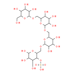 ChemSpider 2D Image | alpha-D-Glucopyranosyl-(1->6)-alpha-D-glucopyranosyl-(1->6)-alpha-D-glucopyranosyl-(1->6)-4-O-sulfo-alpha-D-glucopyranose | C24H42O24S