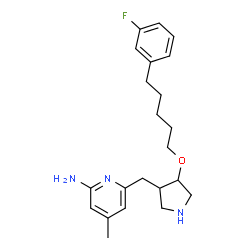 ChemSpider 2D Image | 6-{[(3R,4R)-4-{[5-(3-Fluorophenyl)pentyl]oxy}-3-pyrrolidinyl]methyl}-4-methyl-2-pyridinamine | C22H30FN3O