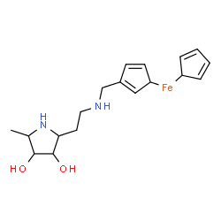 ChemSpider 2D Image | (3alpha)-[({2-[(2S,3S,4R,5S)-3,4-Dihydroxy-5-methyl-2-pyrrolidinyl]ethyl}amino)methyl]ferrocene | C18H26FeN2O2