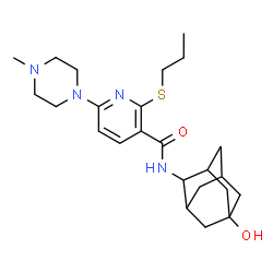 ChemSpider 2D Image | 6-(4-Methylpiperazin-1-Yl)-N-[(1r,3s)-5-Oxidanyl-2-Adamantyl]-2-Propylsulfanyl-Pyridine-3-Carboxamide | C24H36N4O2S
