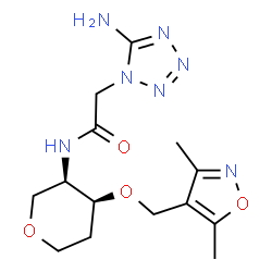 ChemSpider 2D Image | 4-{[(5-Amino-1H-tetrazol-1-yl)acetyl]amino}-1,5-anhydro-2,4-dideoxy-3-O-[(3,5-dimethyl-1,2-oxazol-4-yl)methyl]-D-erythro-pentitol | C14H21N7O4
