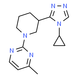 ChemSpider 2D Image | 2-[3-(4-Cyclopropyl-4H-1,2,4-triazol-3-yl)-1-piperidinyl]-4-methylpyrimidine | C15H20N6