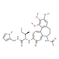 ChemSpider 2D Image | N~2~-[(7S)-7-Acetamido-1,2,3-trimethoxy-9-oxo-5,6,7,9-tetrahydrobenzo[a]heptalen-10-yl]-N-[(1-methyl-1H-pyrrol-2-yl)methyl]-L-alloisoleucinamide | C33H42N4O6