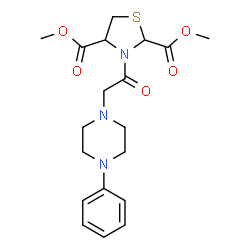 ChemSpider 2D Image | Dimethyl 3-[(4-phenyl-1-piperazinyl)acetyl]-1,3-thiazolidine-2,4-dicarboxylate | C19H25N3O5S