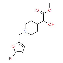 ChemSpider 2D Image | Methyl {1-[(5-bromo-2-furyl)methyl]-4-piperidinyl}(hydroxy)acetate | C13H18BrNO4