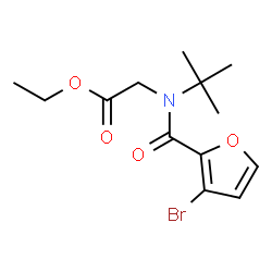 ChemSpider 2D Image | Ethyl N-(3-bromo-2-furoyl)-N-(2-methyl-2-propanyl)glycinate | C13H18BrNO4