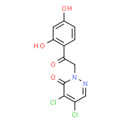 ChemSpider 2D Image | 4,5-Dichloro-2-[2-(2,4-dihydroxyphenyl)-2-oxoethyl]-3(2H)-pyridazinone | C12H8Cl2N2O4
