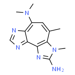 ChemSpider 2D Image | N~6~,N~6~,3,4-Tetramethyl-3H-imidazo[4',5':3,4]cyclohepta[1,2-d]imidazole-2,6-diamine | C13H16N6