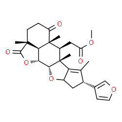 ChemSpider 2D Image | Methyl [(2aR,5aR,6S,6aR,8R,10aS,10bR,10cR)-8-(3-furyl)-2a,5a,6a,7-tetramethyl-2,5-dioxo-2a,4,5,5a,6,6a,8,9,9a,10a,10b,10c-dodecahydro-2H,3H-cyclopenta[b]furo[2',3',4':4,5]naphtho[2,3-d]furan-6-yl]acet
ate | C27H32O7