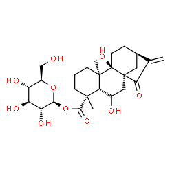 ChemSpider 2D Image | 1-O-[(5beta,8alpha,9beta,10alpha)-6,9-Dihydroxy-15,18-dioxokaur-16-en-18-yl]-beta-D-glucopyranose | C26H38O10