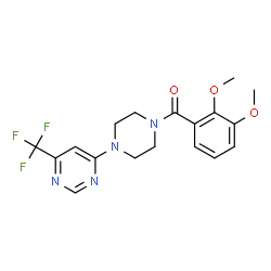 ChemSpider 2D Image | (2,3-Dimethoxyphenyl){4-[6-(trifluoromethyl)-4-pyrimidinyl]-1-piperazinyl}methanone | C18H19F3N4O3