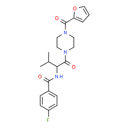 ChemSpider 2D Image | 4-Fluoro-N-{1-[4-(2-furoyl)-1-piperazinyl]-3-methyl-1-oxo-2-butanyl}benzamide | C21H24FN3O4