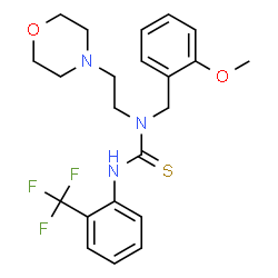 ChemSpider 2D Image | 1-(2-Methoxybenzyl)-1-[2-(4-morpholinyl)ethyl]-3-[2-(trifluoromethyl)phenyl]thiourea | C22H26F3N3O2S