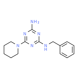 ChemSpider 2D Image | N-Benzyl-6-(1-piperidinyl)-1,3,5-triazine-2,4-diamine | C15H20N6