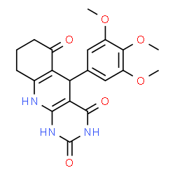 ChemSpider 2D Image | 5-(3,4,5-Trimethoxyphenyl)-5,8,9,10-tetrahydropyrimido[4,5-b]quinoline-2,4,6(1H,3H,7H)-trione | C20H21N3O6