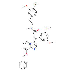 ChemSpider 2D Image | 3-[8-(Benzyloxy)imidazo[1,2-a]pyridin-3-yl]-3-(3,5-dimethoxyphenyl)-N-[2-(3,4-dimethoxyphenyl)ethyl]-N-methylpropanamide | C36H39N3O6