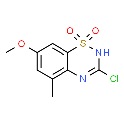 ChemSpider 2D Image | 3-Chloro-7-methoxy-5-methyl-2H-1,2,4-benzothiadiazine 1,1-dioxide | C9H9ClN2O3S