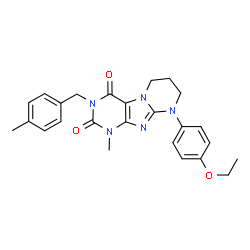 ChemSpider 2D Image | 9-(4-Ethoxyphenyl)-1-methyl-3-(4-methylbenzyl)-6,7,8,9-tetrahydropyrimido[2,1-f]purine-2,4(1H,3H)-dione | C25H27N5O3