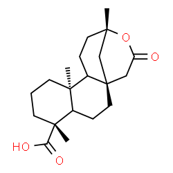 ChemSpider 2D Image | (1R,5R,9S,13S)-5,9,13-Trimethyl-15-oxo-14-oxatetracyclo[11.3.1.0~1,10~.0~4,9~]heptadecane-5-carboxylic acid | C20H30O4
