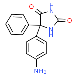 ChemSpider 2D Image | 5-(4-Aminophenyl)-5-phenyl-2,4-imidazolidinedione | C15H13N3O2
