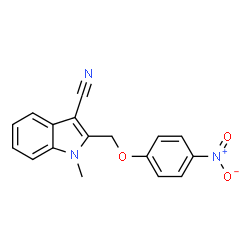 ChemSpider 2D Image | 1-Methyl-2-(4-nitro-phenoxymethyl)-1H-indole-3-carbonitrile | C17H13N3O3