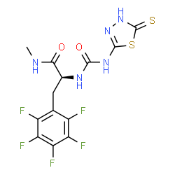 ChemSpider 2D Image | 2-[3-(5-MERCAPTO-[1,3,4]THIADIAZOL-2YL)-UREIDO]-N-METHYL-3-PENTAFLUOROPHENYL-PROPIONAMIDE | C13H10F5N5O2S2